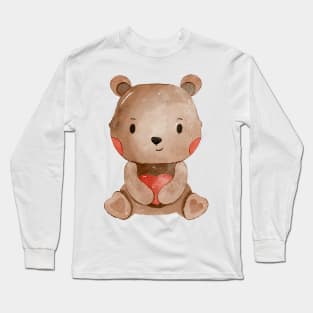 Cute Valentines Day Teddy Bear Long Sleeve T-Shirt